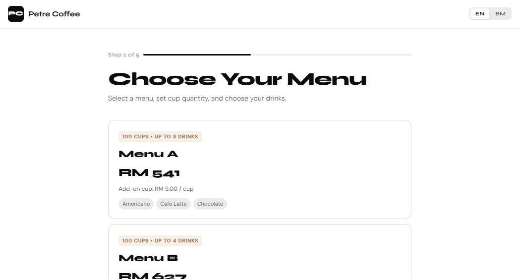 Petre Coffee booking app screens 2