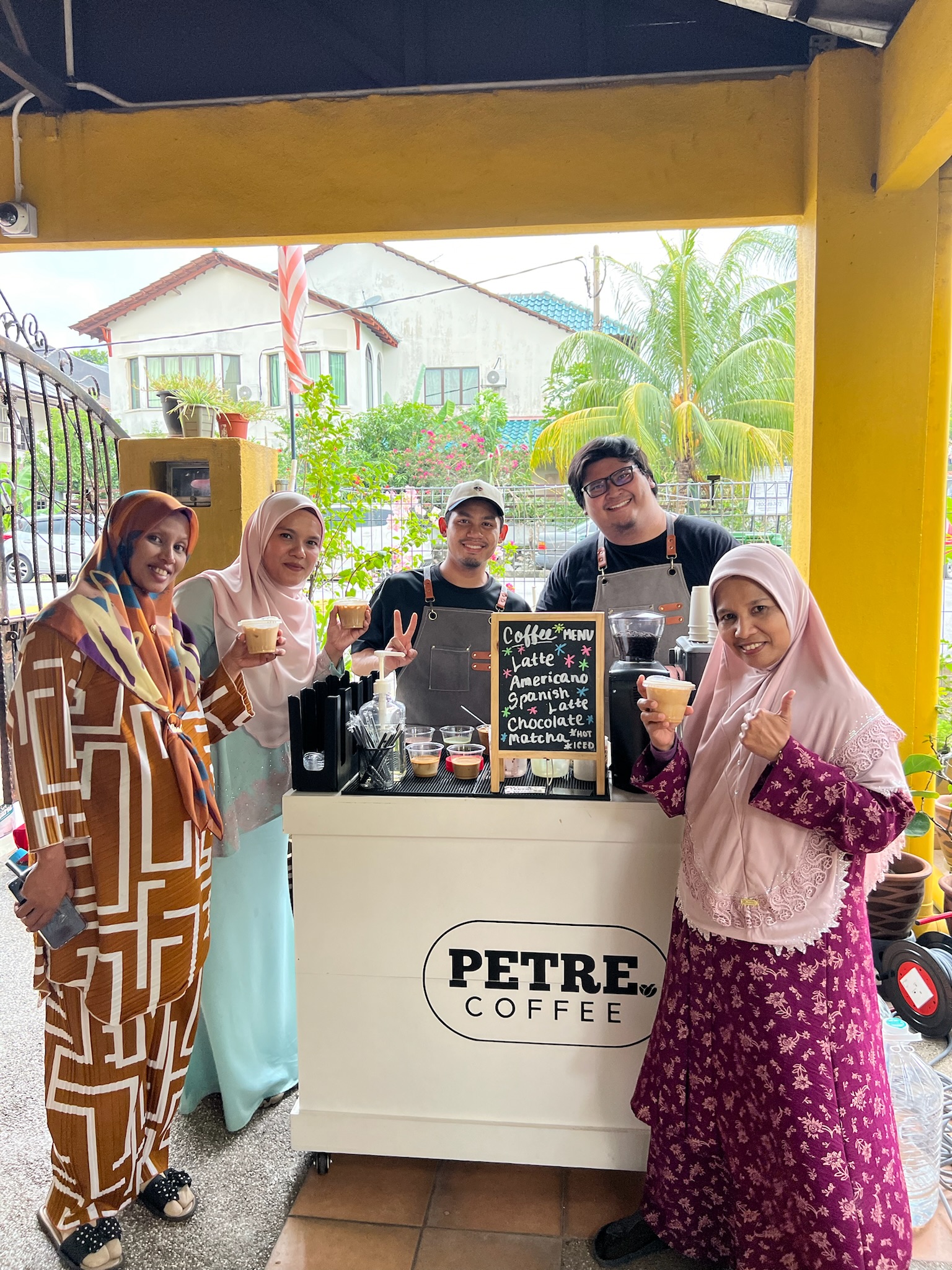Guest enjoying Petre Coffee cup